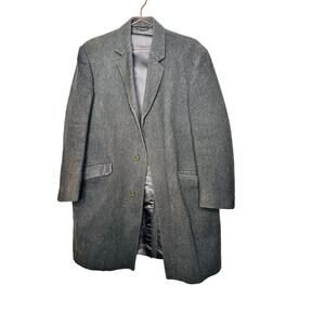 Burton Vintage Grey Charcoal Overcoat Jacket Button Front  Made in England XL